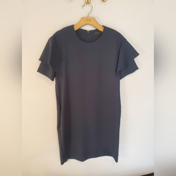 COS Navy Blue Dress with Flutter Sleeves - Picture 2 of 13